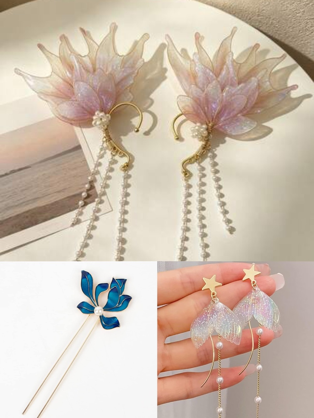 Fairycore Mermaid Ear Cuff Hair Pin Jewelry Bundle